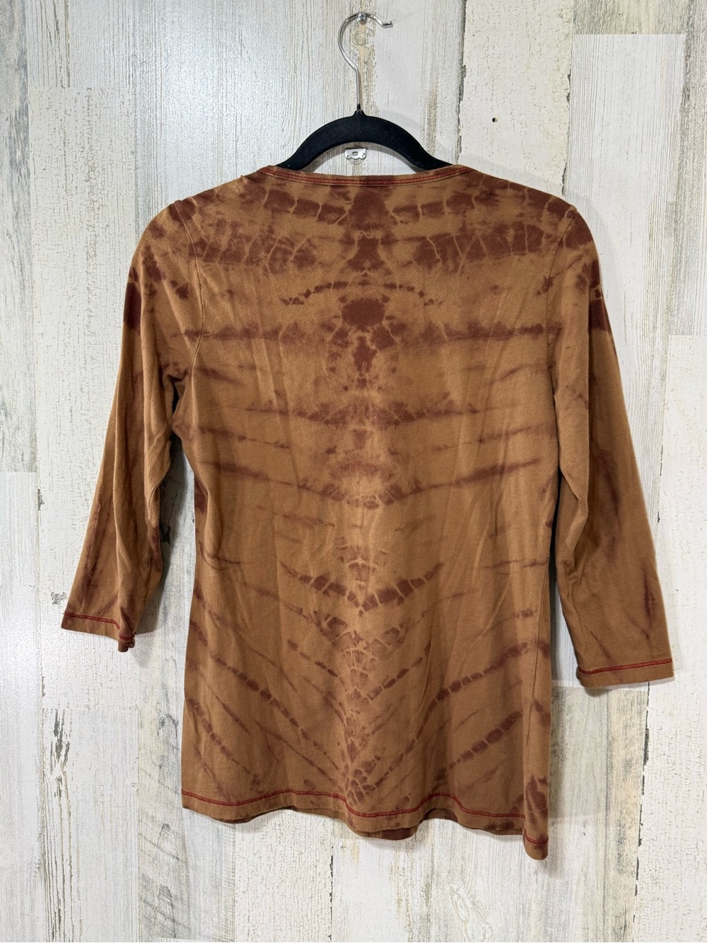 Tryst Brown Tie-Dye V-Neck Tunic with Beaded Embroidered Embellishment - Picture 6 of 9
